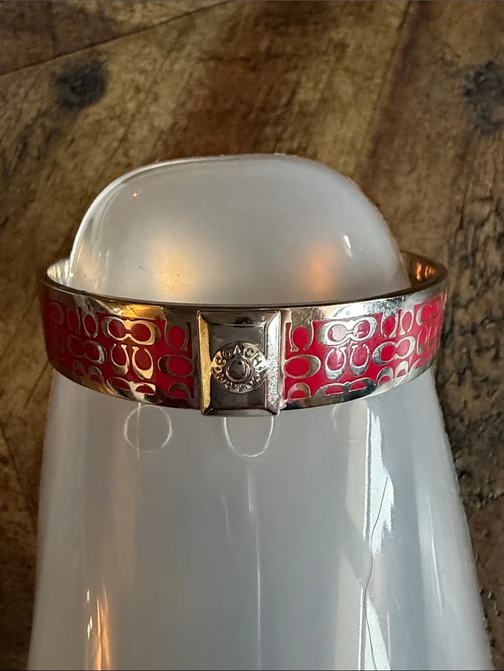 Coach Silver Bangle with Red Bracelet